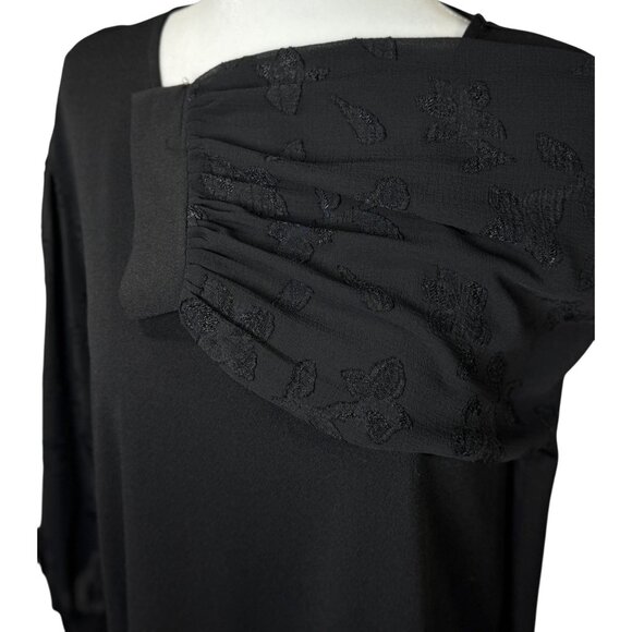 NWOT Philosophy Size XL Womens Black Blouse Top W/ Textured 3/4 Balloon Sleeves - Picture 2 of 8